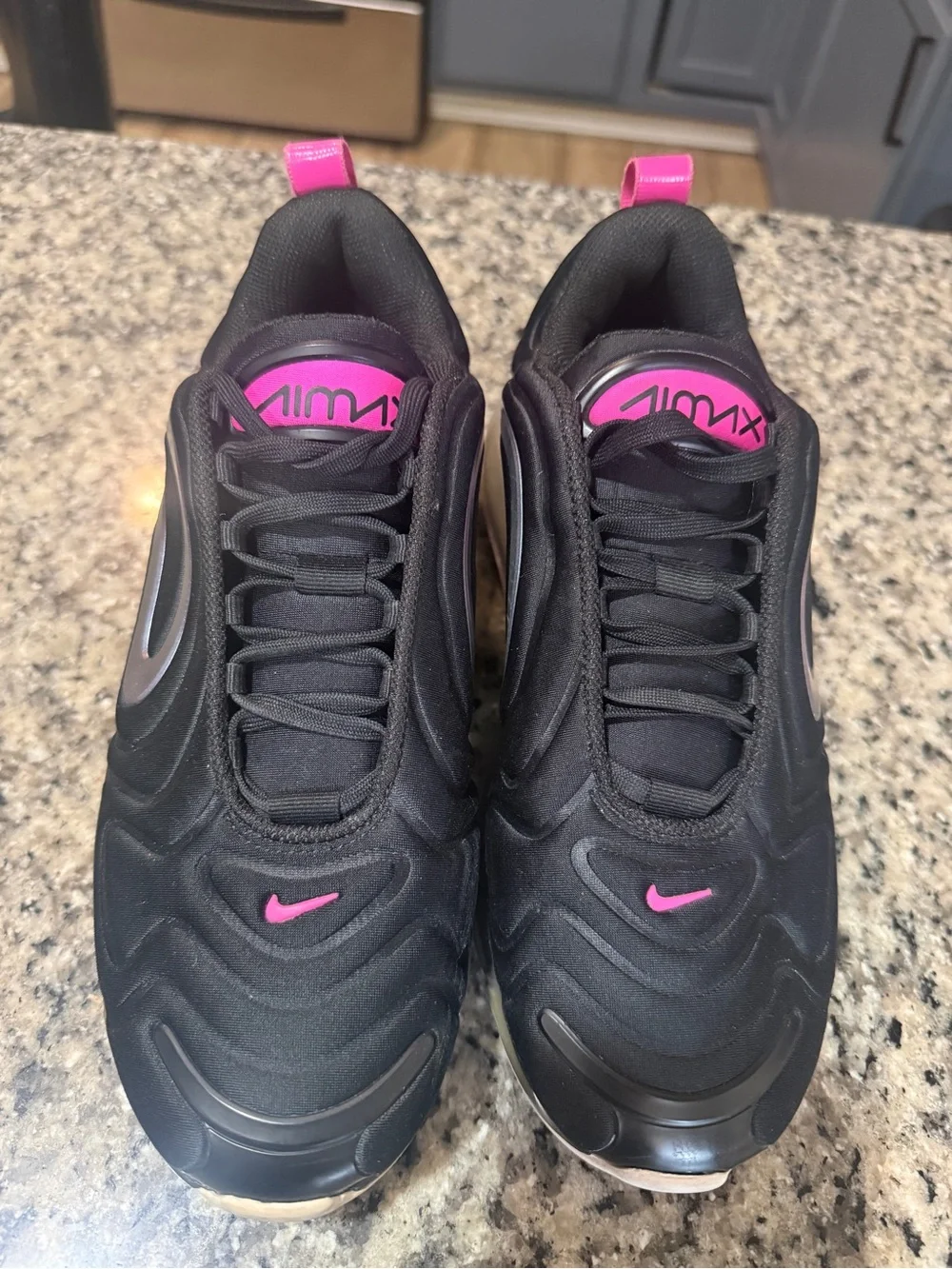 Nike Women’s Black Sneakers with Pink and Iridescent Accents